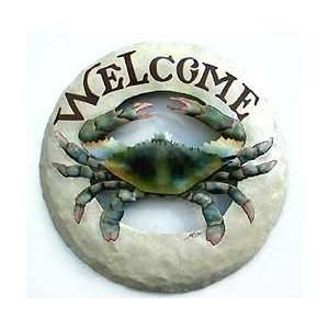   Blue Crab Welcome Sign   Nautical Decor   Painted Metal Home