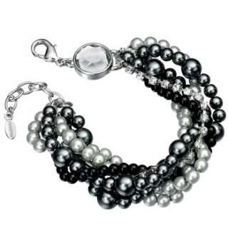Stunning Black & Silver Twisted Beaded Bracelet By Fiorelli 