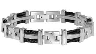 Mens Titanium Black Twisted Cable Link Bracelet 7  