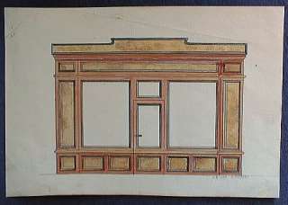ARCHITECT WATERCOLOR PAINTING 1929 FRENCH STOREFRONT ART DECO  
