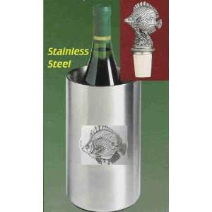 Butterfly Fish Wine Chiller with Butterfly Fish Pewter Bottle Stopper 