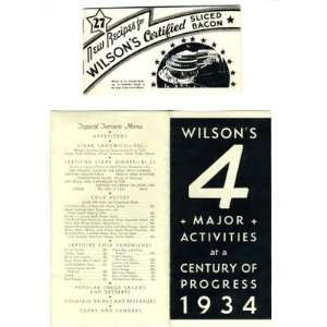  Wilsons Bacon Map Menu Recipes Century Progress 1934 