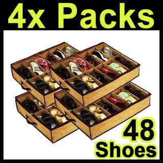 4x 12 Pairs Shoe Organizer Storage Holder Under Bed Closet  