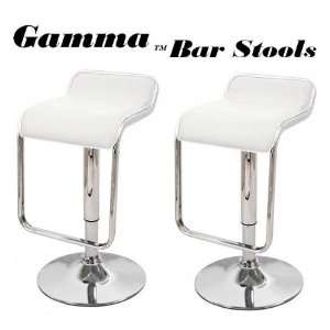  Gamma Adjustable Synthetic Leather Bar Stools   White (Set 