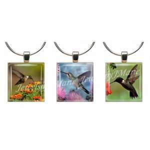  HUMMINGBIRDS ~ Scrabble Tile Wine Glass Charms ~ Set #4 
