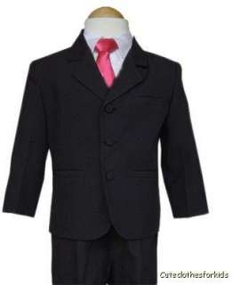 Boys Tuxedo Suit hot pink tie Sz 0,1,2,3,4  