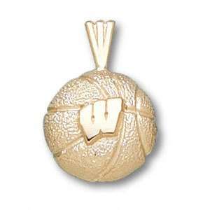  Wisconsin Badgers Solid 14K Gold W Basketball 5/8 