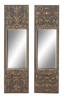 Tuscan Old World Antique Gold Scrolled Mirror S/2  