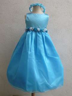 NEW 803 TURQUOISE BLUE KIDS FLOWER GIRL DRESS BRIDAL GOWN SIZE 2 4 8 