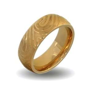 Mens Gold Plate Stainless Steel Mokume Gane Swirl Ring Size 10 (Sizes 