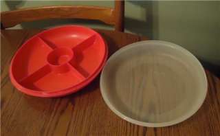 Tupperware~Small Serving Center Tray & Cover~Red  