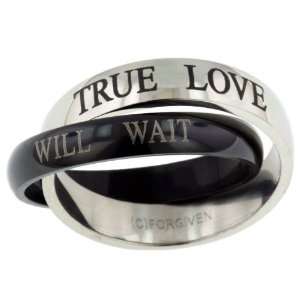  True love will wait double Band Stainless Steel Ring size 