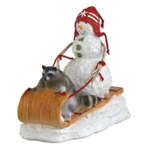   of 2 Snowman with Raccoon on Toboggan Figurines 8