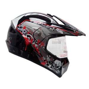 Black Motocross Dirt Bike MX ATV UTV Dual Sport Hybrid Helmet DOT with 