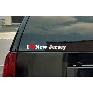  I Love New Jersey Vinyl Decal   White with a red heart 