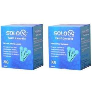  200 SOLO V2 Twist Lancets   30 GAUGE, 2 Boxes of 100 count 