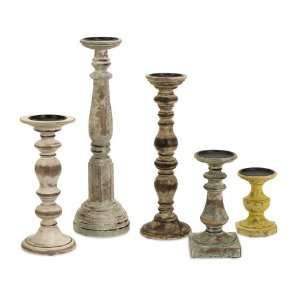 Kanan Wood Candleholders In Distressed Finishes 