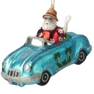  Santa in a Tropical Themed Convertible Glass Christmas 