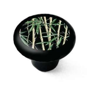 Bamboo Shoots Decorative High Gloss Black Ceramic Drawer Knob
