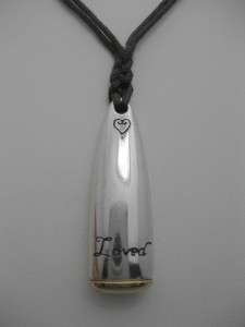 BRIGHTON silver necklace FOREVER LOVED gold bullet pendant brown cord 