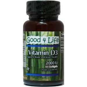  Vitamin D3 2,000 IU High Dose (60 Softgels) Health 