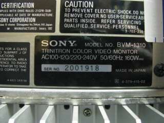 Sony BVM 1310 Trinitron Color Video Monitor BVM1310  