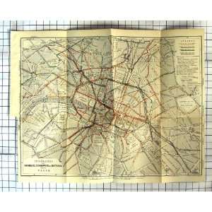  Omnibus Tramways Bateaux Plan Map Paris France 1924