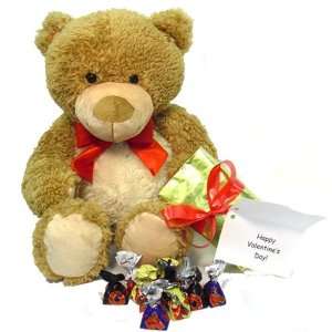    Bear, Satin Red Bow, Box of Chocolates, and Gift Note Toys & Games