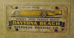 1930s AUTO DEALERS TAG *DAYTONA BEACH GOLDEN ARROW CAR* STREAMLINED 