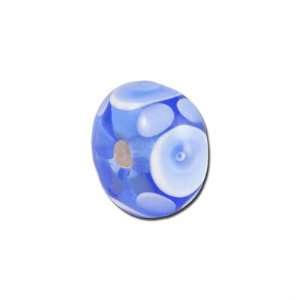  13mm Blue with Light Blue Dots Rondelle Lampwork Beads 