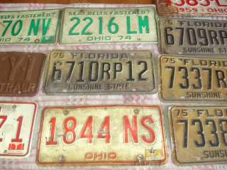 LOT OF 74 VINTAGE COLLECTIBLE AUTOMOBILIA LICENSE PLATES 1920S TO 