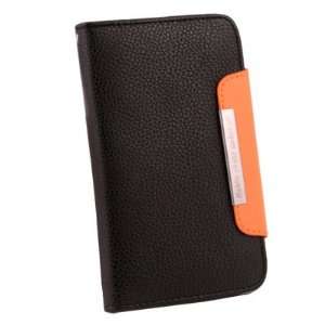  lack Book Type Folio Leather Case Cover For Samsung Galaxy 