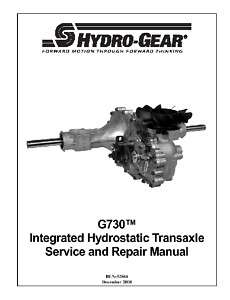 Hydro Gear G730 Hydrostatic Transaxle Repair Manual  