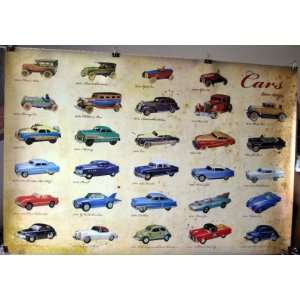 Cars tin toys history POSTER 34 x 23.5 with 29 toys from 1920s through 