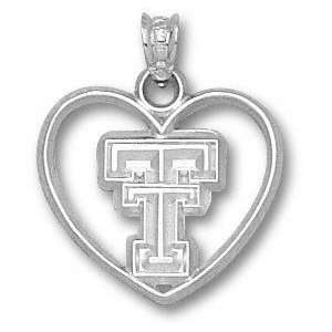  Texas Tech Red Raiders Sterling Silver Bevel TT Heart 