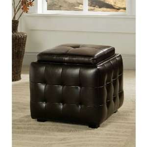  Abbyson Living Stanton Bicast Tufted Leather Ottoman with 