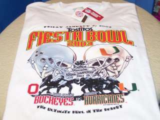 FIESTA BOWL Ohio State vs. Miami   2003 T Shirt LG NWT  