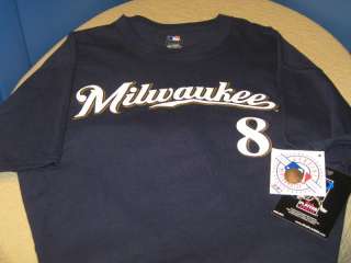 RYAN BRAUN Milwaukee Brewers #8 MLB Baseball JERSEY T Shirt New NWT 