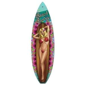  Beach Bunny Pinup Girls Surfboard Metal Sign   Garage Art 