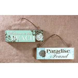 Welcome to the Beach & Paradise Found Wood Sign Set