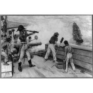   1812,Sailors firing cannon at ship,officer,telescope
