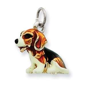  Sterling Silver Enameled Small Beagle Charm Jewelry