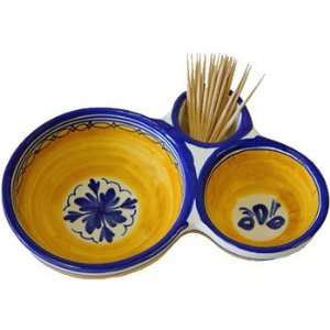 Ceramic Olive Dish from Spain. Fiesta Yellow Pattern 