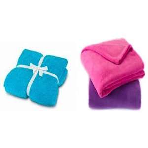  Super Soft Fleece Microplush Blanket / Throw Set   Pink 
