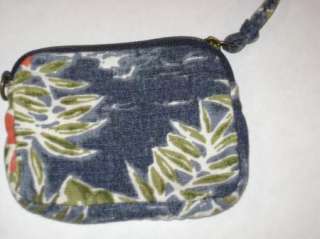 FOSSIL HOBO PURSE BAG TROPICAL FLORAL BLUE OLIVE CORAL ZIPPER CLOTH 