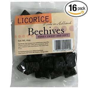Peters Licorice Beehives, Soft & Honey Sweet, 4 Ounce Bags (Pack of 16 