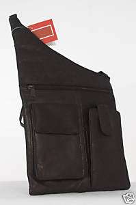 Unisex Cross Over Shoulder Bag, Bacci Brown Leather  