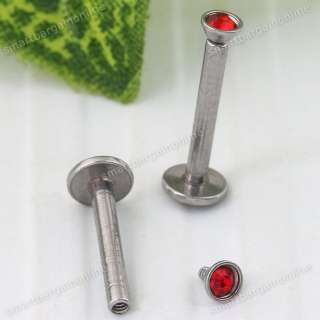   Crystal Stainless Steel Lip Ring Labret Stud Bar Piercing Jewelry