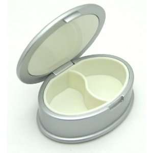  Plastic Silver Pill / Jewelry Box with 2 Compartments 