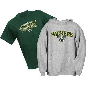 Green Bay Packers NFL Youth Belly Banded Hooded Sweatshirt and T Shirt 